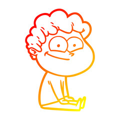 Fototapeta premium warm gradient line drawing cartoon happy man