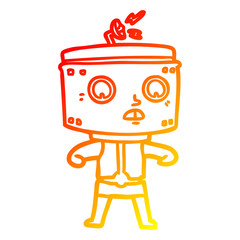 warm gradient line drawing cartoon robot