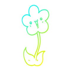 cold gradient line drawing cartoon flower