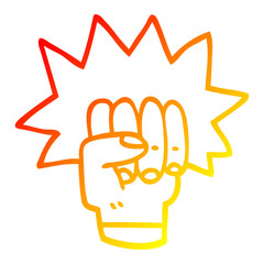 warm gradient line drawing cartoon punching fist