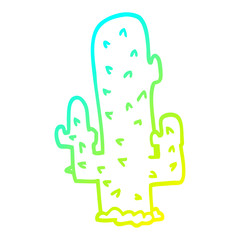 cold gradient line drawing cartoon cactus