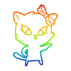 rainbow gradient line drawing cartoon cat