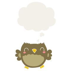 cute cartoon owl and thought bubble in retro style