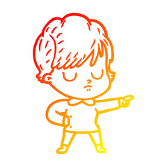 warm gradient line drawing cartoon woman