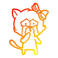 warm gradient line drawing cartoon cat