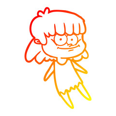 warm gradient line drawing cartoon smiling woman