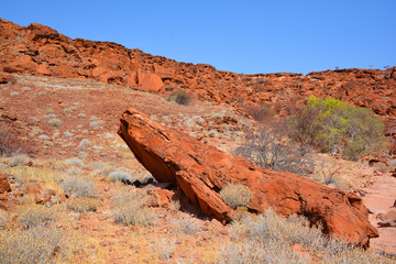 Rocks in the desert at Twyfelfontein world heritage rock engravings site in Damaraland Namibia....