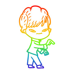 rainbow gradient line drawing cartoon happy woman