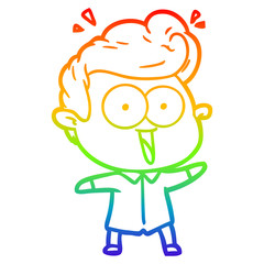 Obraz premium rainbow gradient line drawing cartoon excited man