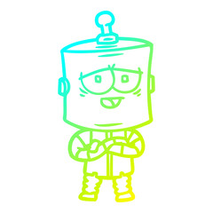 cold gradient line drawing cartoon robot