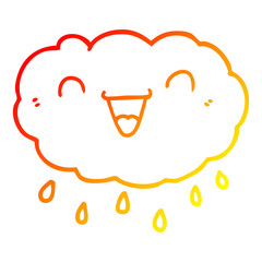 warm gradient line drawing happy cartoon cloud