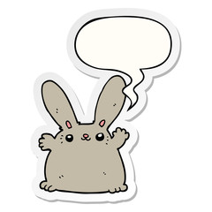 cartoon rabbit and speech bubble sticker