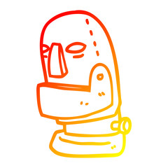 warm gradient line drawing cartoon robot head