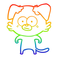 rainbow gradient line drawing nervous dog cartoon
