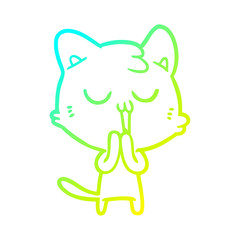 cold gradient line drawing cartoon cat singing