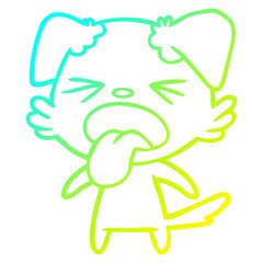 cold gradient line drawing cartoon disgusted dog
