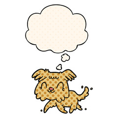 cartoon dog and thought bubble in comic book style