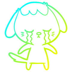 cold gradient line drawing cartoon crying dog