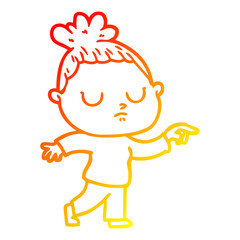warm gradient line drawing cartoon calm woman