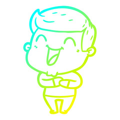 Fototapeta premium cold gradient line drawing cartoon man laughing