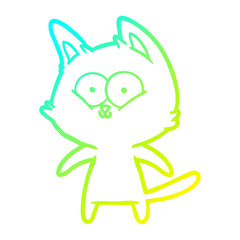 cold gradient line drawing happy cartoon cat