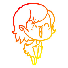 warm gradient line drawing cute cartoon happy vampire girl