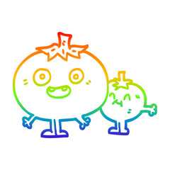 rainbow gradient line drawing cartoon happy tomatoes