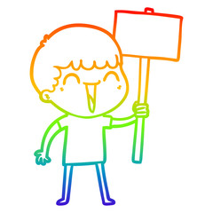 rainbow gradient line drawing cartoon happy man