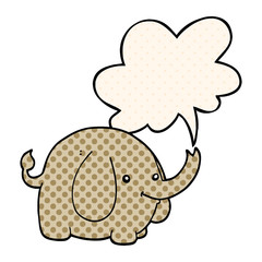 cartoon elephant and speech bubble in comic book style