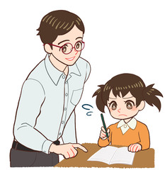 教える先生と子ども　ノート　苦手