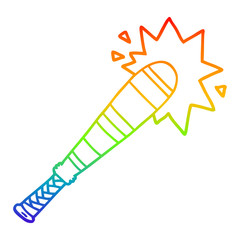rainbow gradient line drawing cartoon baseball bat hitting