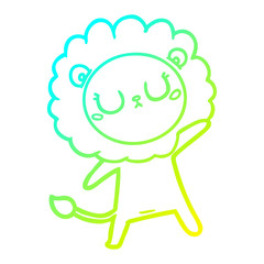 cold gradient line drawing cartoon lion