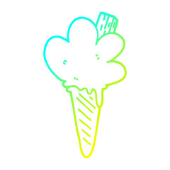 cold gradient line drawing cartoon ice cream cone