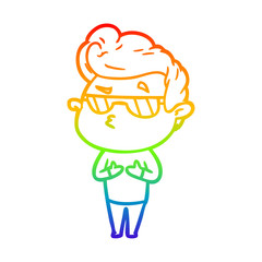 rainbow gradient line drawing cartoon cool guy