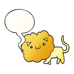 cute cartoon lion and speech bubble in smooth gradient style