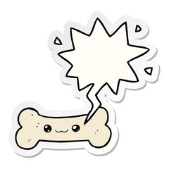 cartoon bone and speech bubble sticker