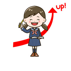成績　上がる　喜ぶ女の子　ポーズ　イラスト