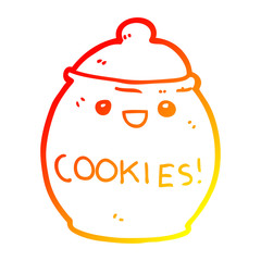 warm gradient line drawing cute cartoon cookie jar