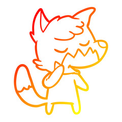 warm gradient line drawing friendly cartoon fox