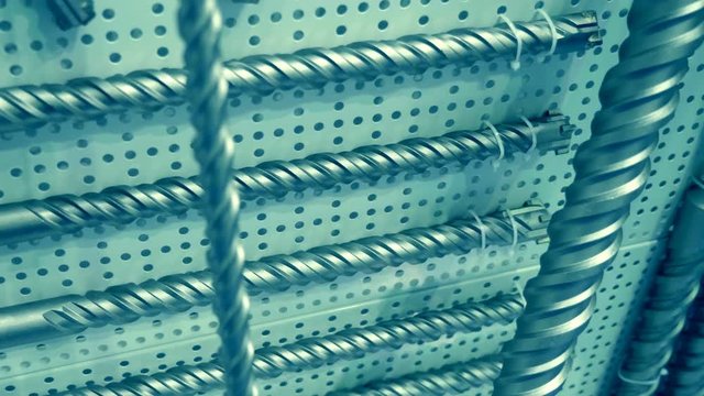 Various drills for perforator for concrete sold in the store. Shot in motion