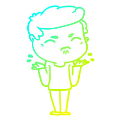 cold gradient line drawing cartoon annoyed man