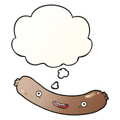 cartoon sausage and thought bubble in smooth gradient style