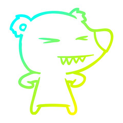 cold gradient line drawing angry polar bear cartoon