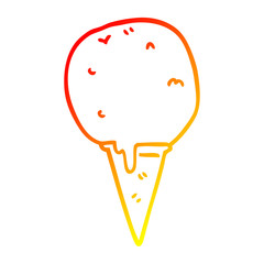 warm gradient line drawing cartoon ice cream cone