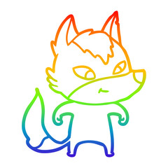 rainbow gradient line drawing friendly cartoon wolf