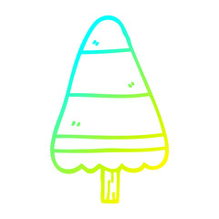 cold gradient line drawing cartoon christmas tree