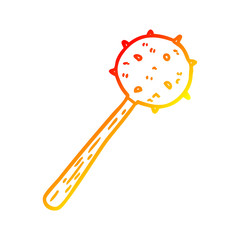 warm gradient line drawing medieval mace weapon