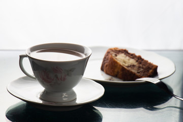 afternoon coffee with a piece of cake