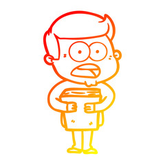 warm gradient line drawing cartoon shocked man