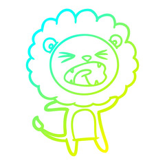 cold gradient line drawing cartoon lion